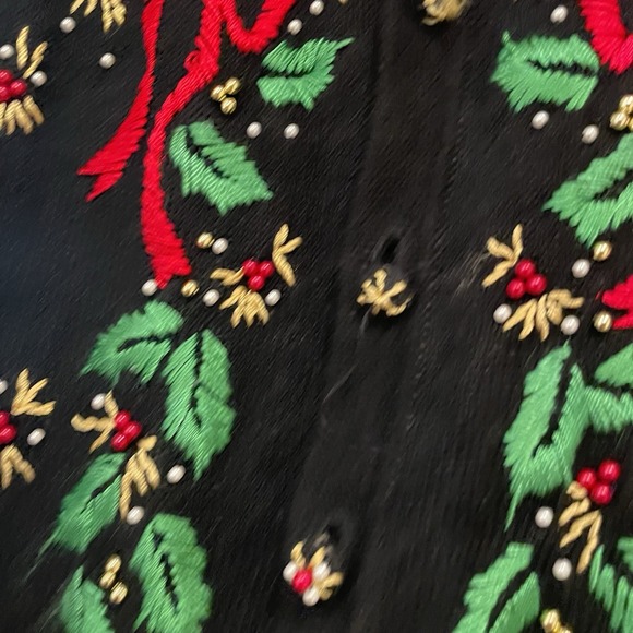 Vintage BP Design Womens Cardigan Christmas Sweater Bows Embroidered Size XL - Picture 3 of 12